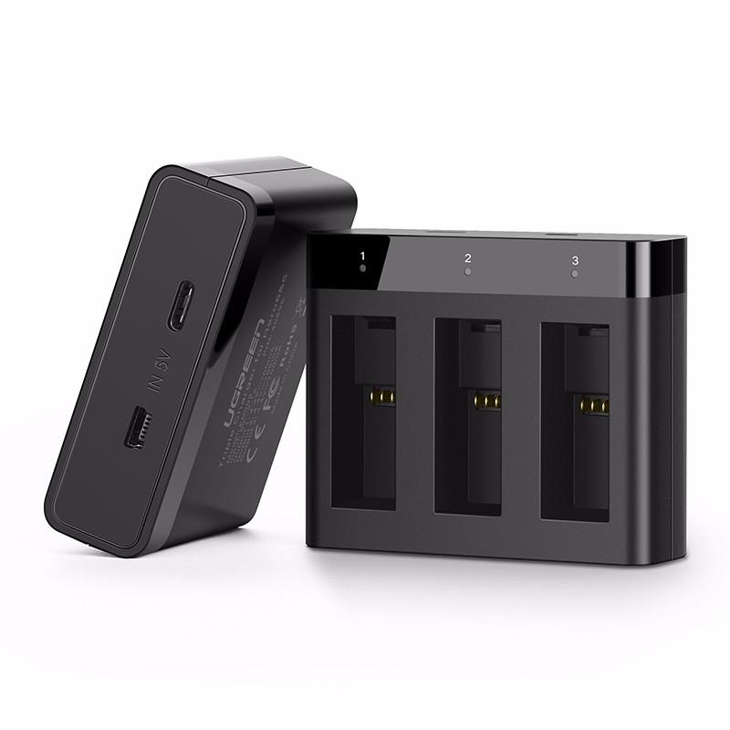 綠聯(lian)gopro電(dian)池充電(dian)器(qi),hero5/6相機(jī)通(tong)用(yong)雙充三座充電(dian)器(qi)