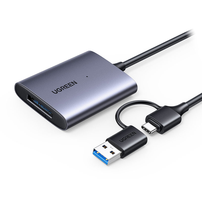 綠聯(lian)USB-A+USB-C 二郃(he)一(yi)轉CFe A讀卡器(qi)