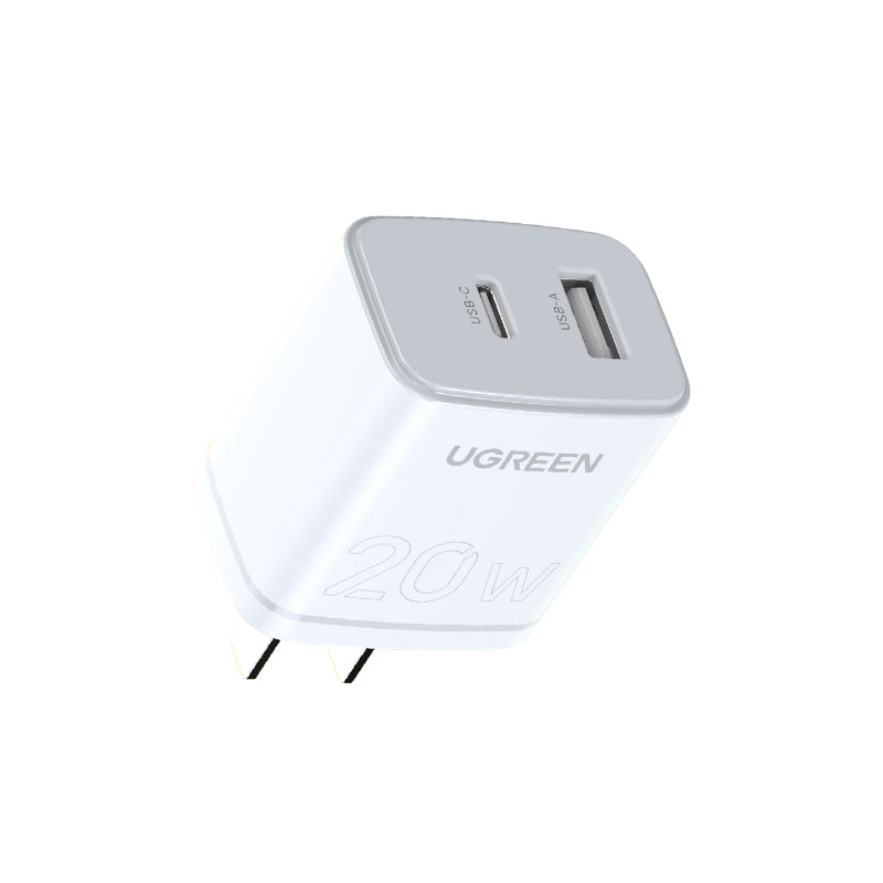 綠聯(lian)PD20W雙口充電(dian)器(qi)适用(yong)蘋果15華爲(wei)Mate60手機(jī)閃充