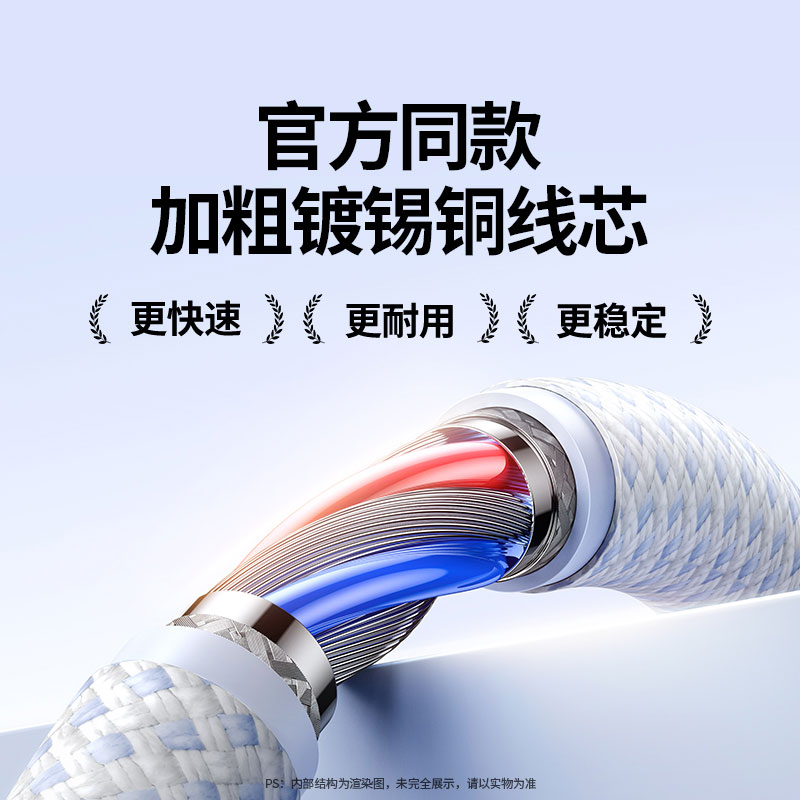 綠聯(lian)二郃(he)一(yi)編織數(shu)據線(xiàn)Type-C雙頭 PD100W快充