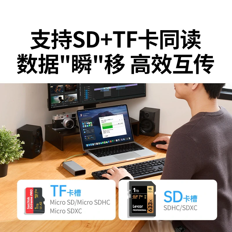 綠聯(lian)高(gao)速(su)讀卡器(qi) USB/Type-C雙接口