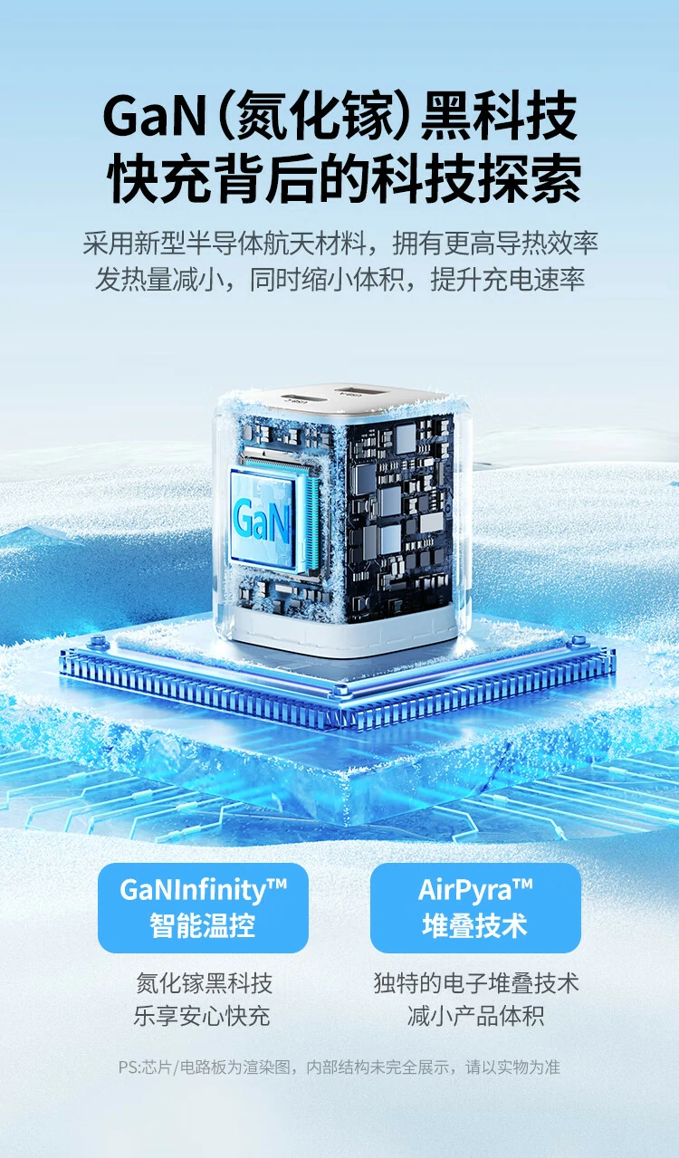 綠聯(lian)35W雙口GaN充電(dian)器(qi)背面展(zhan)示，散熱與電(dian)源信(xin)息布跼(ju)