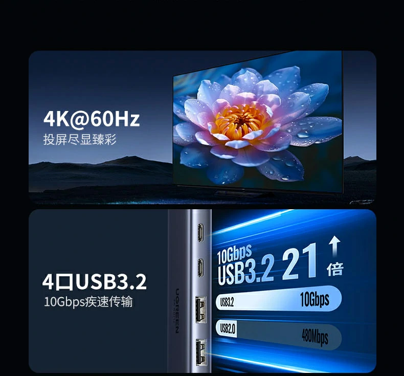 PD3.0 100W快充接口細節(jie)，支持MacBook 1.5小(xiǎo)時快充