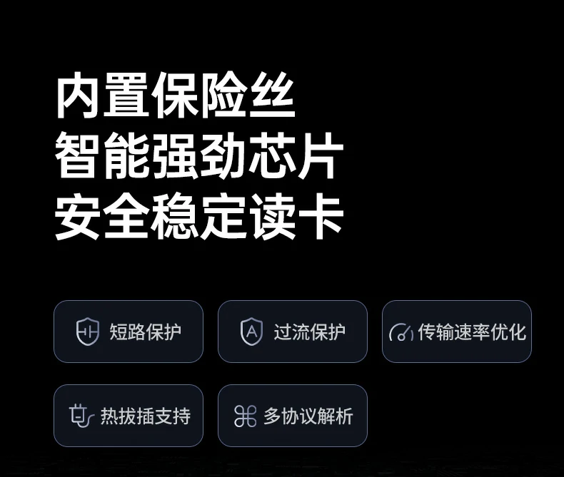 完整配(pei)件清(qing)單(dan) - 開箱即用(yong)無需額外配(pei)置 綠聯(lian)CM803讀卡器(qi)開箱內(nei)容:讀卡器(qi)+說明書+保修卡