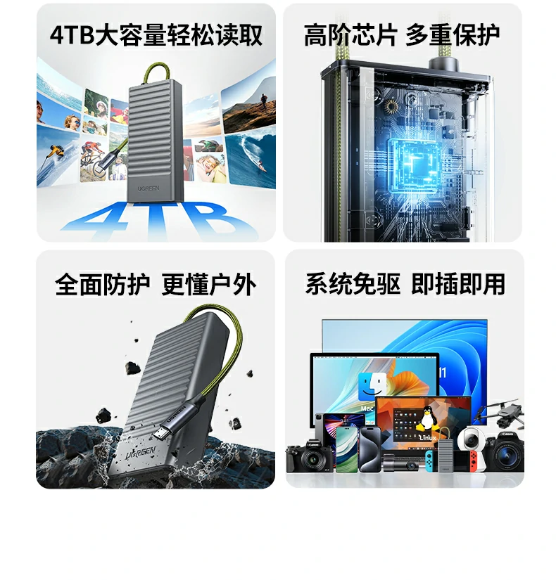 綠聯(lian)CM856-85098收納讀卡器(qi)免驅兼容多(duo)係(xi)統标識