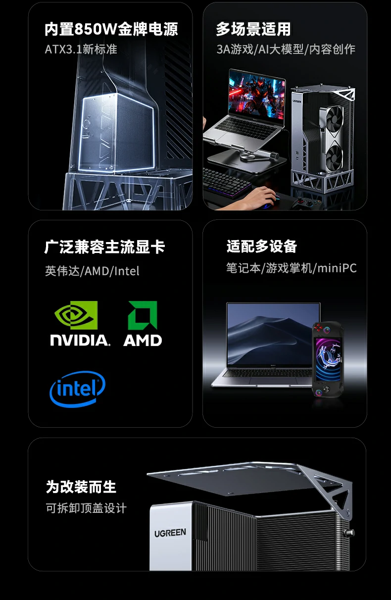 850W金牌電(dian)源顯卡塢 滿載承(cheng)受200%瞬時沖擊 穩定驅動(dòng)高(gao)功耗顯卡