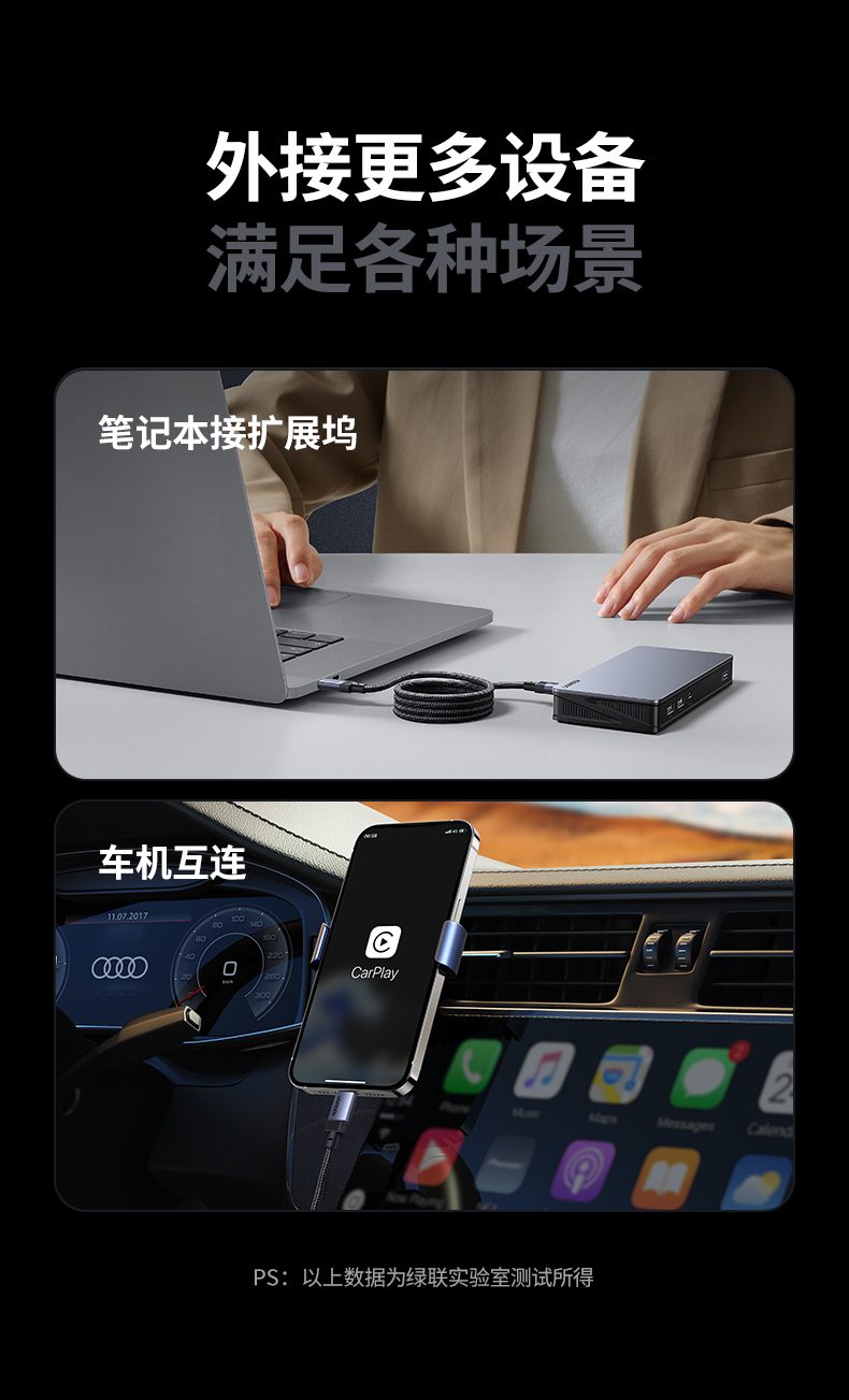 UGREEN綠聯(lian)-品(pin)質(zhi)新(xin)體(ti)驗(yàn),數(shu)碼選綠聯(lian) L701全功能(néng)數(shu)據線(xiàn)編織線(xiàn)身耐用(yong)抗拉扯測(ce)試圖