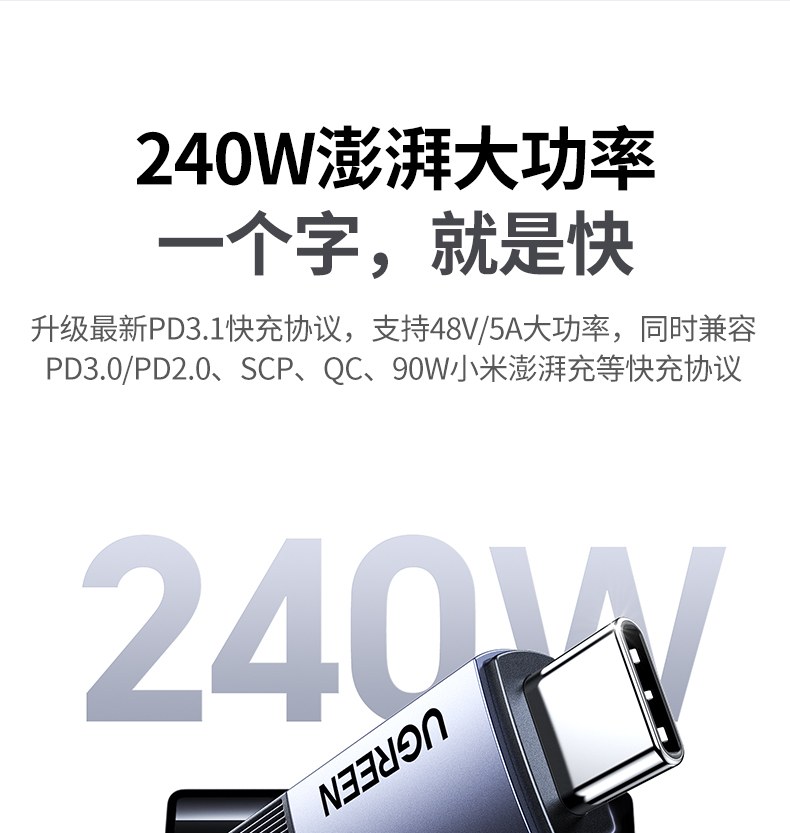 UGREEN綠聯(lian)-品(pin)質(zhi)新(xin)體(ti)驗(yàn),數(shu)碼選綠聯(lian) L701全功能(néng)數(shu)據線(xiàn)支持筆(bǐ)電(dian)擴展(zhan)投(tou)屏使用(yong)場(chang)景