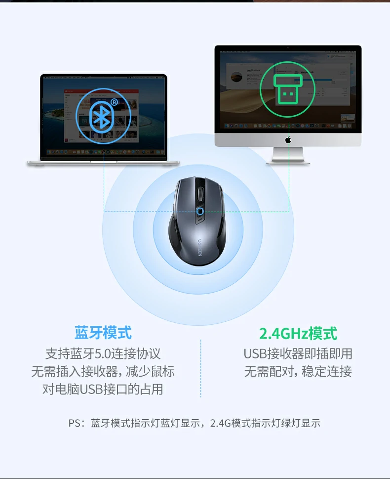 2.4G接收器(qi)收納倉特寫，防丢設(shè)計(ji)