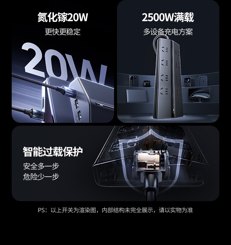 綠聯(lian)T820 桌面充電(dian)站 辦(bàn)公(gōng)傢(jia)庭适用(yong)